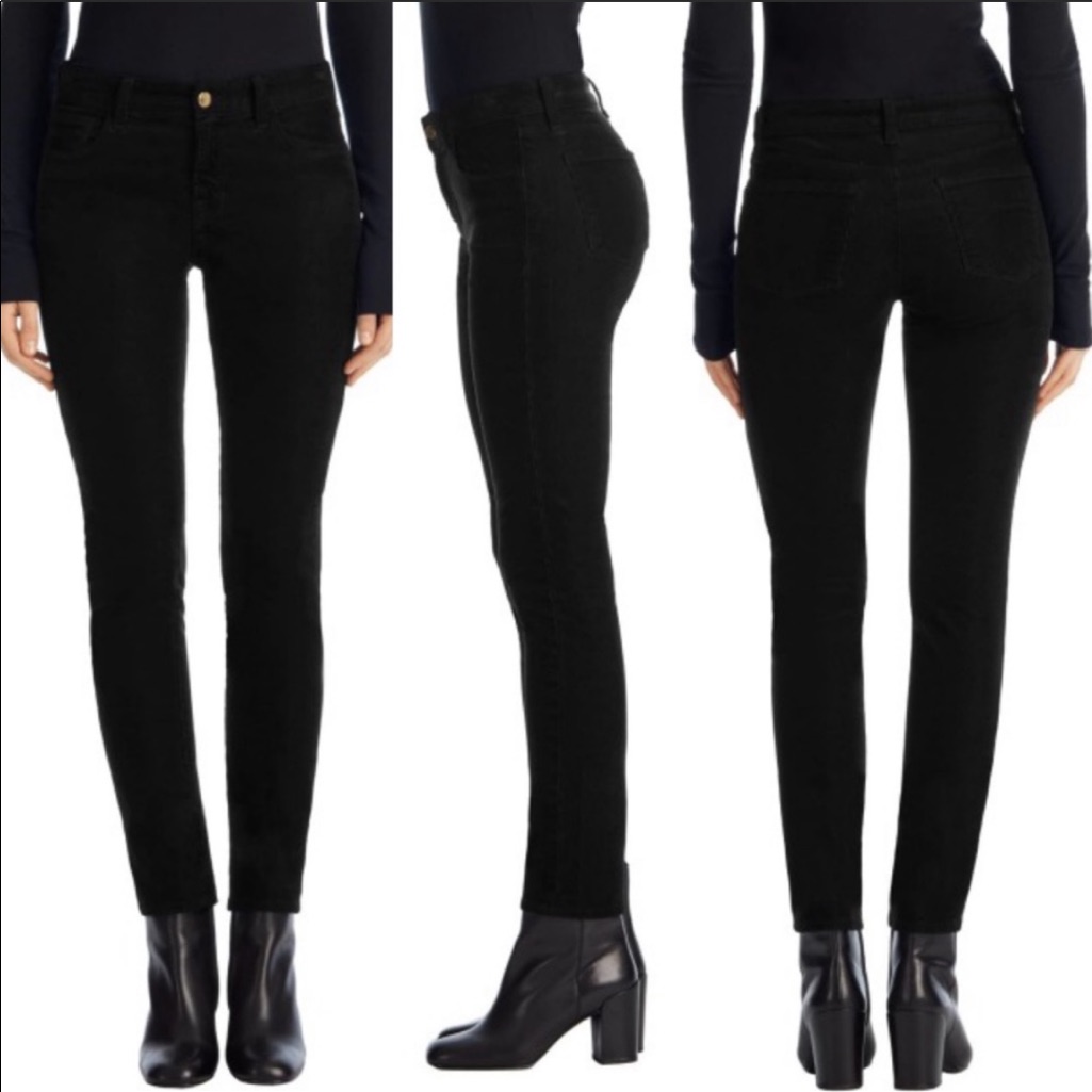 J Brand MidRise Skinny In Corduroy Black